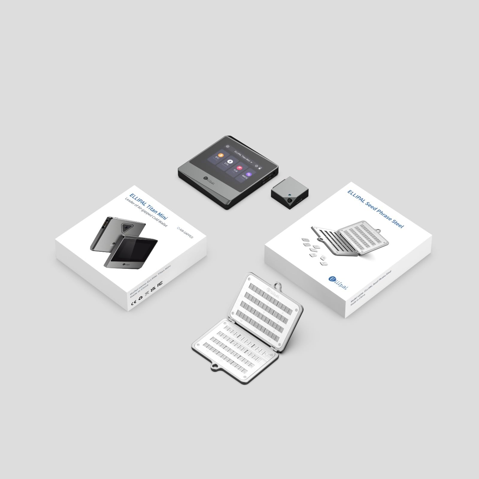 Amazon.com: ELLIPAL Titan 迷你五金錢包+ 316 不鏽鋼金屬24 字加密種子短語鋼(2 件), 黑色, Titan  Mini+鋼: 服裝，鞋子和珠寶