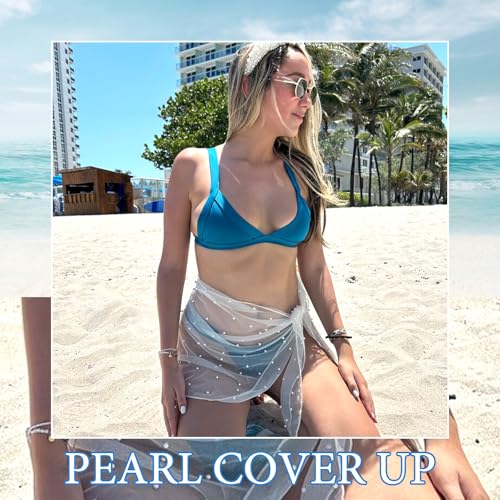 Pearl Bikini Cover Up Bridal Beach Kaftan Pearl Swimwear Coverup Swim Sarongs Beach Wrap Tie Front Cover Up Mesh Pearls Top Honeymoon Swimwear Bride Bikini Wedding2
