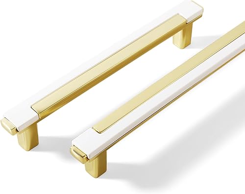 Paquete de 2 tiradores de gabinete en negro mate y dorado brillante, manijas de gabinete de cocina de aleación de zinc, tiradores cuadrados para