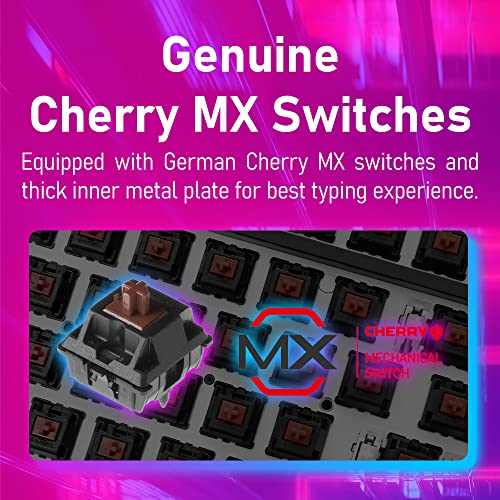 I-Rocks K73M Mechanical Gaming Keyboard With Media Control Knob, 107 Keys, Pbt Keycaps, Multimedia Hotkeys, Detachable Usb-C Cable (Cherry Mx Brown Switches, Cyberpunk Blue) #TOP3