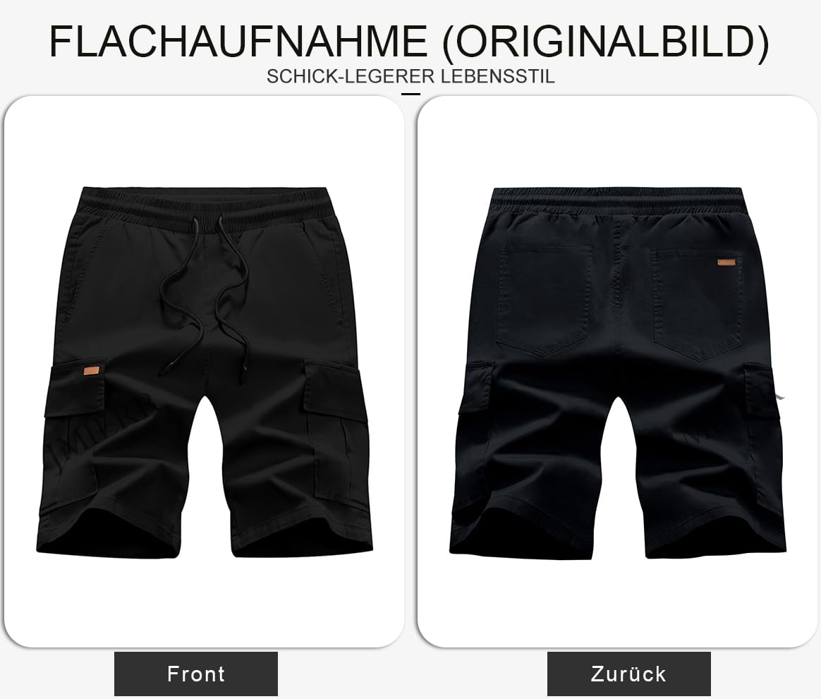 JMIERR Kurze Hosen Herren Baumwolle Cargo Shorts Herren Sommer Freizeithose mit Taschen