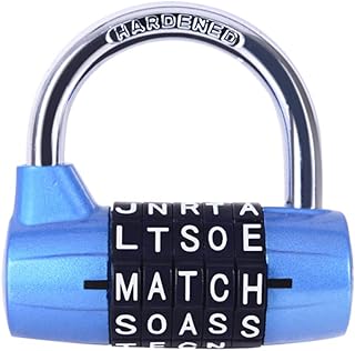 Gym Locker Lock,5 Letter Word Lock,5 Digit Combination Lock,Safety Padlock for School Gym Locker,Sports Locker,Fence,Toolbox,Case,Hasp Storage (Blue)