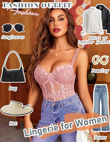 Image of Avidlove Lingerie for Women Lace Corset and Panty Outfits Garter Lingerie Sets S-XXL