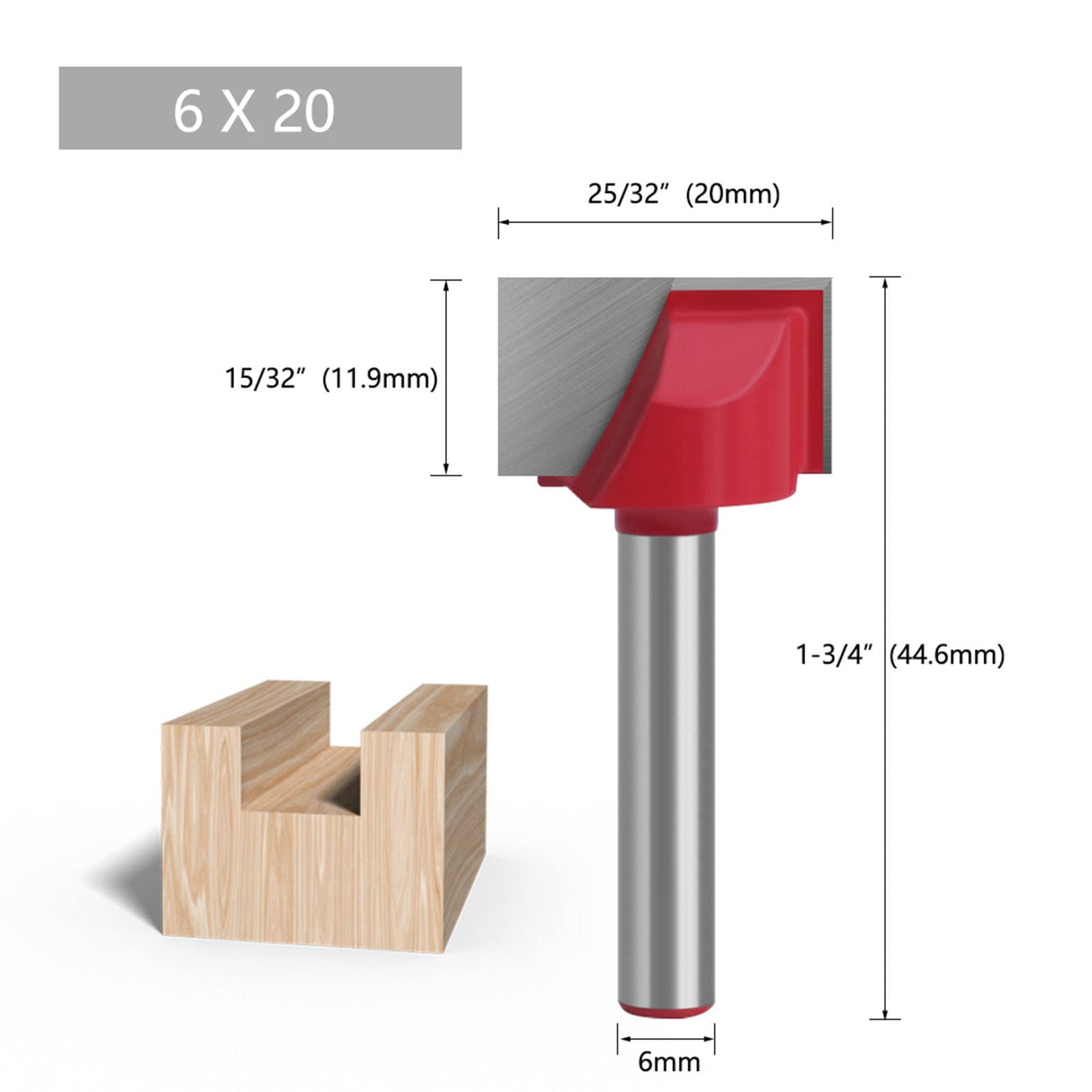 BIGP Set di 6 Fresa per la Pulizia del Fondo, con codolo da 6 mm, per la lavorazione del legno, punte da 10/16/20/22/30/32 mm