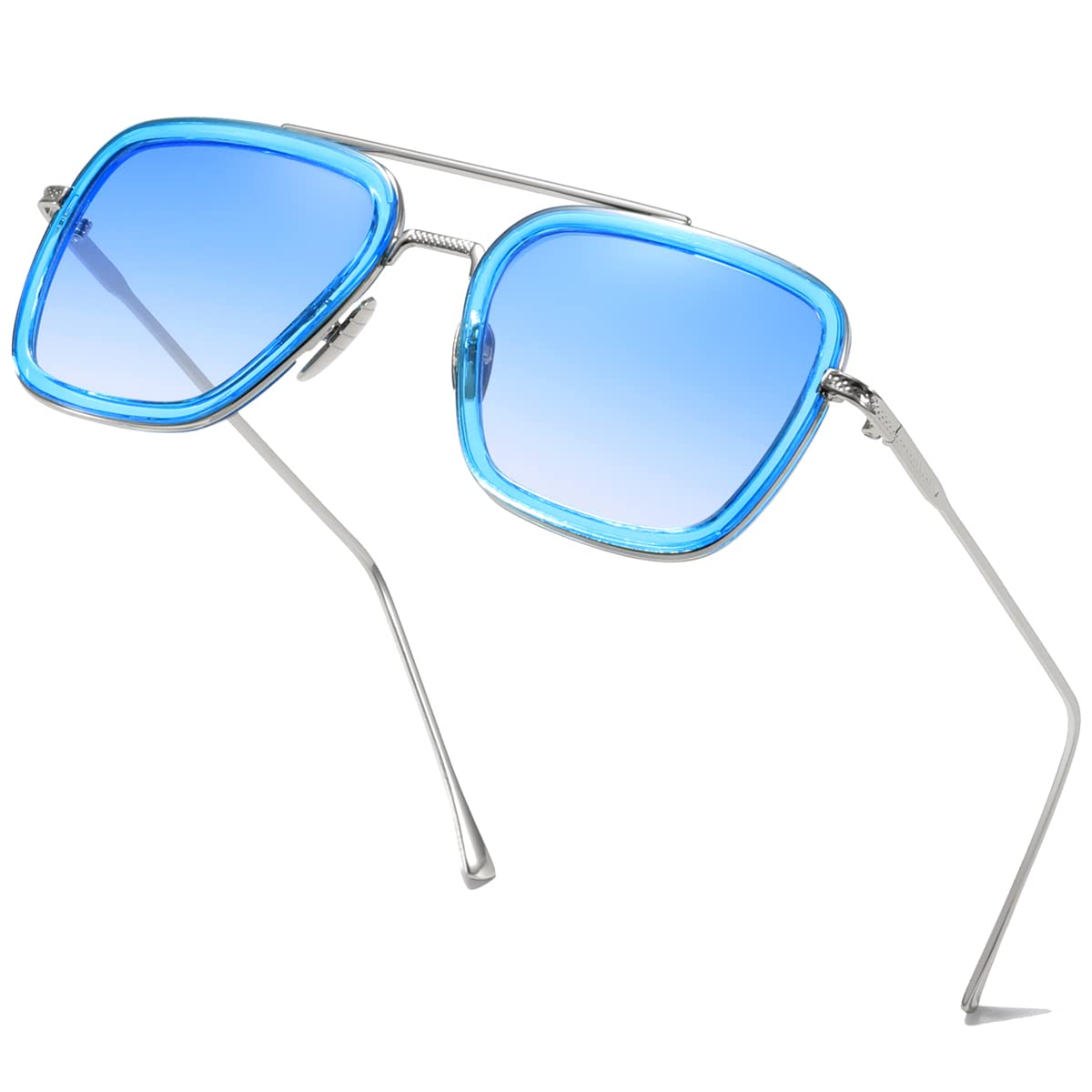 aisswzber Tony Stark Sunglasses Vintage Square Metal Frame for Men Women -Iron Man and Spider-Man Vintage Sun Glasses