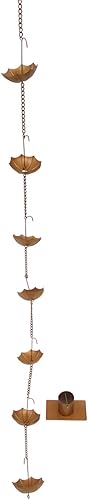 Trademark Innovations RAINCHN-UMBRLA - Juego de paraguas y adaptador de cadena de lluvia de color cobre