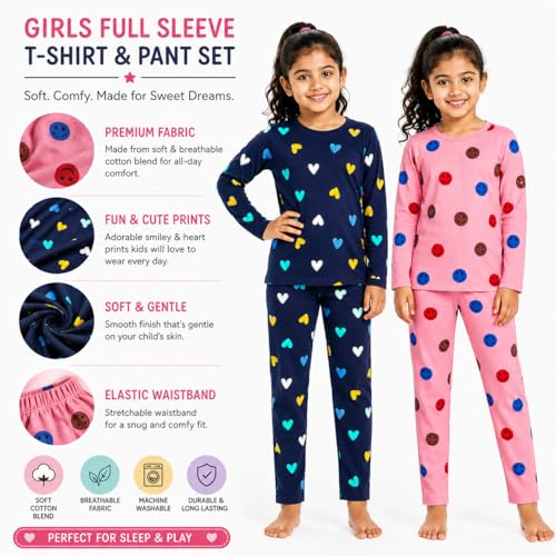 Image of NammaBaby Girl Cotton Night Suit Tshirt Shorts Capri Pyjama Set - Multipacks