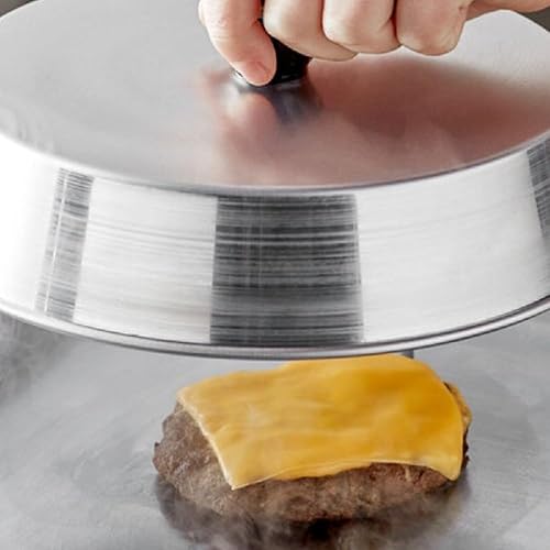 Miniatura 3 de Juego de 2 cubiertas de aluminio para parrilla de 9 pulgadas con perilla de plástico negro- Tapa redonda de queso de hamburguesa y cubierta para