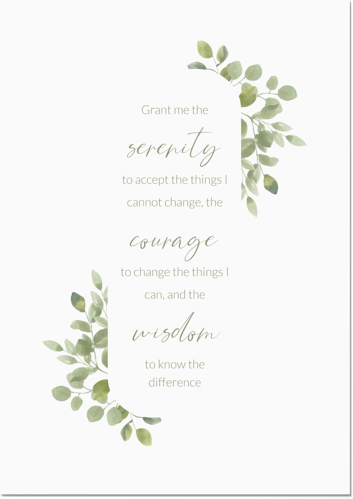 Serenity Prayer Print (Non-Religious) | Inspirational Wall Art | Reinhold Niebuhr Quote | Recovery Gift | Mindful Home Decor | UNFRAMED