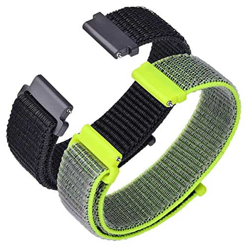 ANNEFIT Nylon Bracelets de Montre 20mm, 2pcs Réglable Bracelet à Libération Rapide pour Femme et Homme (Noir et Jaune Brillant)