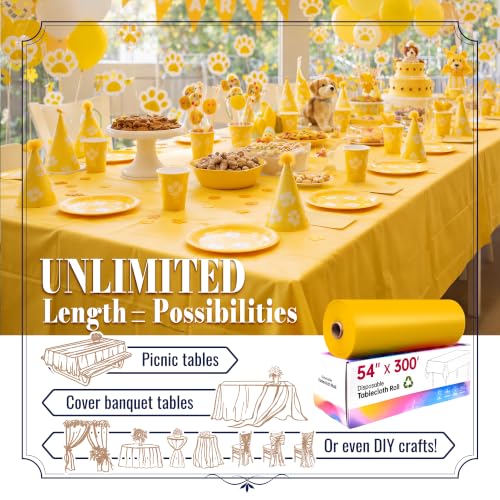 Image of Plastic Table Cloth Disposable, 54In X 300F Table Cover Roll Waterproof