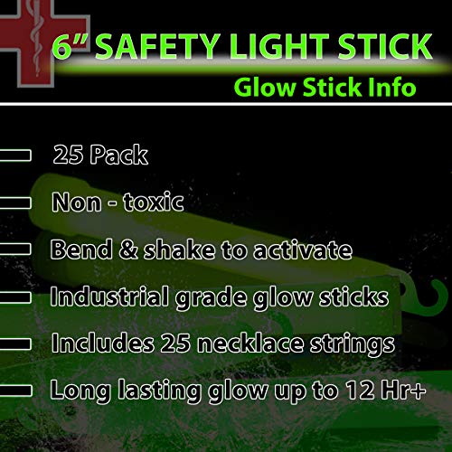 Hsgus HSGUS2021G 25 Ultra Bright Green Glow Sticks - Individual Packed With Lanyard - For Camping, Emergency Survival - Glow Lights thumb #5