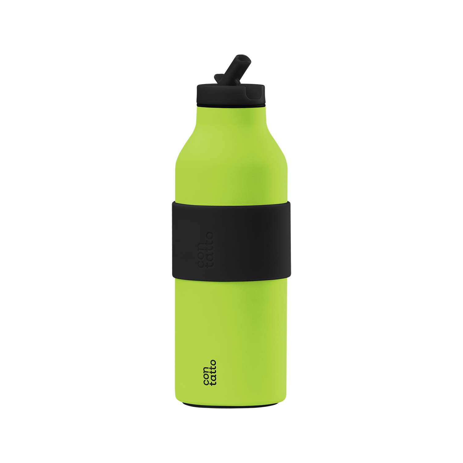 con-tatto Bottle Bottiglia termica con 3 Pareti in Acciaio e Rame - Bevande fredde per 25 ore e calde per 15 ore - Fascia e Tappo Sport Lid inclusi! (Black Mojito)