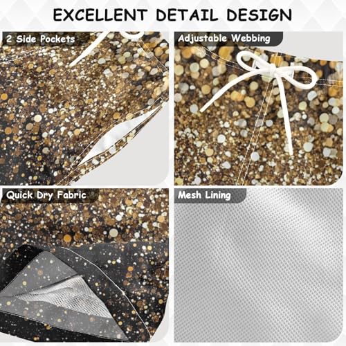 Pigsaly Boys Swim Trunks Gold Flashing Champagne Gradient Glitter Boys Board Shorts Swimsuit Swimwear Bathing Suit 5T3