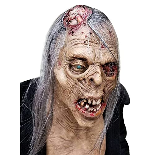 Zombie, Toy Kuberas - Máscara de Halloween de zombi, realista, máscara de hombre viejo, de terror y muertos vivientes, cabeza completa, disfraz de diablo espeluznante