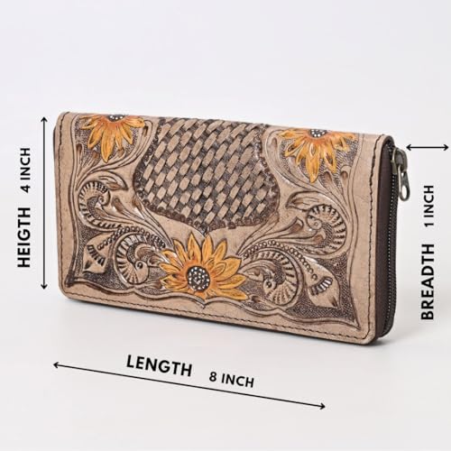 Sunflower Purse for Women & Girls | Handcrafted Sling Wallet Bag | Stylish Floral Handbag for Daily & Festive Use (Light Brown)4