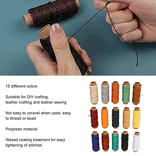 Hilo encerado para coser cuero, 15 colores, 50 m miniatura 5