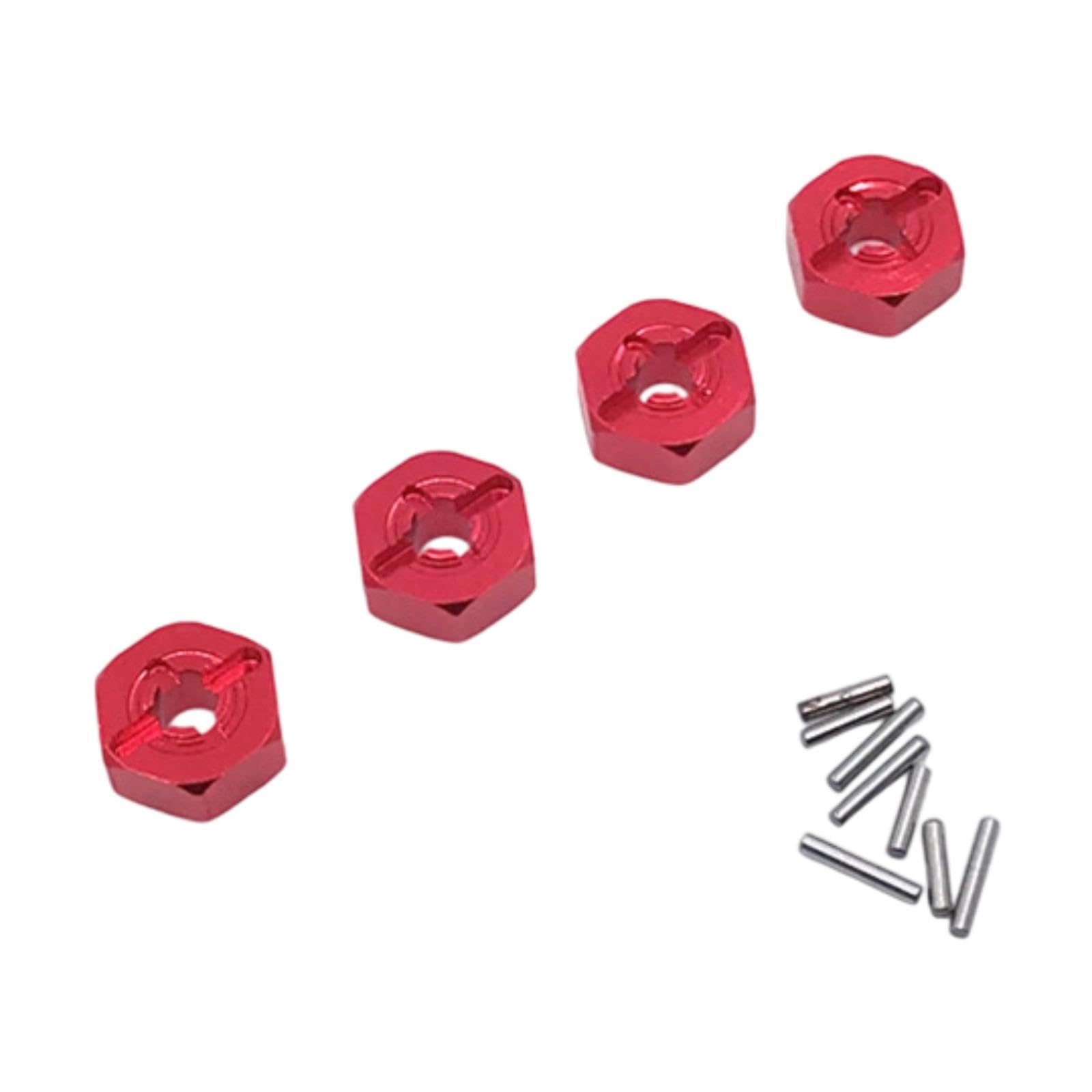 DYNWAVE RC Hex Wheel Hubs Drive Adapter Upgrade Part Easy to Install DIY Accessory RC Car Model Wheel Hex Adapter for 124017-16-18, Red