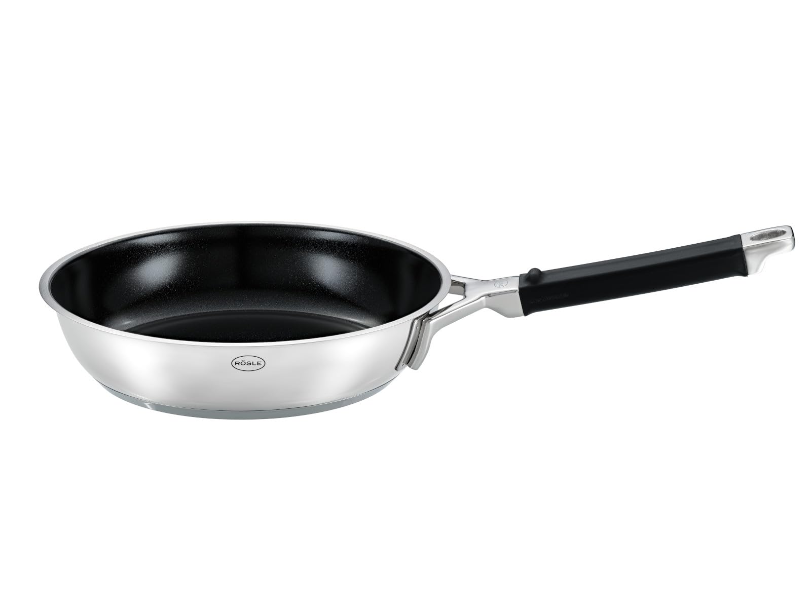 RÖSLE SILENCE PRO ProCeraPlus Bratpfanne Ø 28 cm, Antihaft & Robust, hitzebeständig bis 260 °C, Keramikversiegelung, Edelstahl 18/10, silbern/schwarz