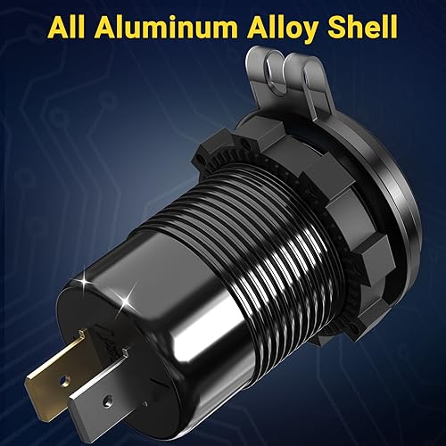 66W-12-Volt-USB-Outlet-Qidoe-Dual-Quick-Charge-30-and-PD-30W-USB-12V-Power-Outlet-with-Red-Voltmeter-and-Switch-Waterproof-Aluminum-Body-for-Car-Accessories-Boat-USB-Port-Marine-USB-Outlet