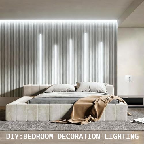 Image of 12V COB LED Strip Lights Kit,3.3Ft 6-in-1 Self-Adhesive LED Under Cabinet Lighting with 36W Adapter Dimmable Touch Switch for Acoustic Panel, Display Cabinets, Wardrobes,Cabinets, Showcase Lighting