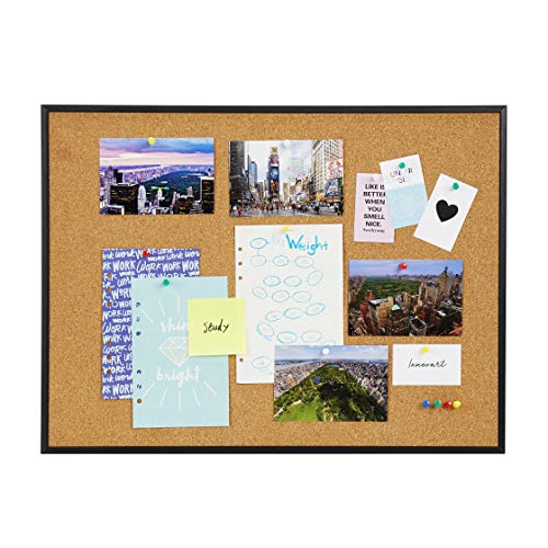 INNOVART Cork Bulletin Board 48" X 36" with 10 Push Pins, Corkboard with Black Aluminum Frame, Cork Notice Board for Home, Office, School - Thumbnail 6