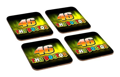 Mugmart Valentino Rossi MotoGP 4 pièces Ensemble de sous-Verre en Bois