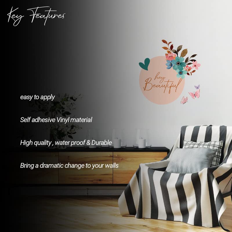 Image of Kotart - Colorful Flowers Printed Wall Stickers /Decals - Hey Beautiful HD Printed Vinyl Wall Sticker