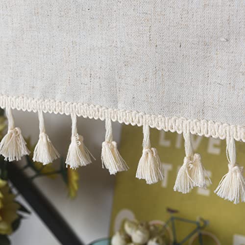 Sutuo Home BOHO CURTAIN-LINEN LOOK-18 Boho Sheer Curtain Valance Cotton Linen With Bohemian Handmade Tassels, Short French Farmhouse Window Treatment thumb #3