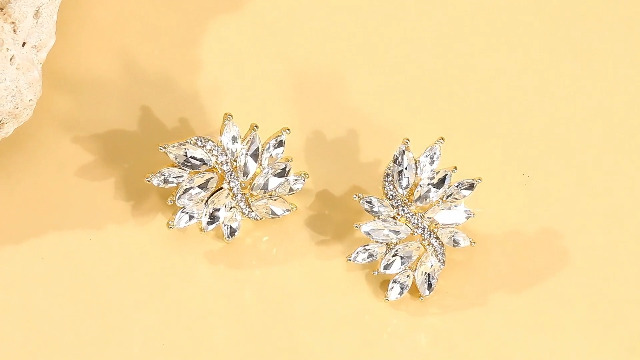 Aretes Clip On Rhinestone para Mujer Vintage miniatura 7