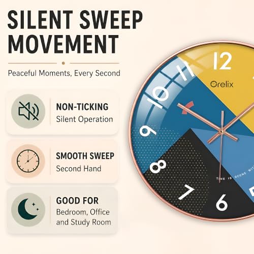 Image of Modern Wall Clock for Living Room Decor Stylish Look | Unique Analog Wall Watch for Bedroom Kitchen Office Hall | Elegant Decorative Wall Clock for Home Interior Decoration Gift Item(Geometric)