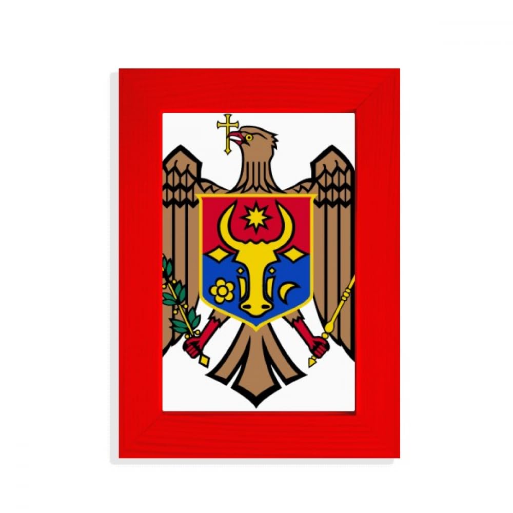Cadre photo rouge avec armoiries de la Moldavie en bois laqué de haute qualité
