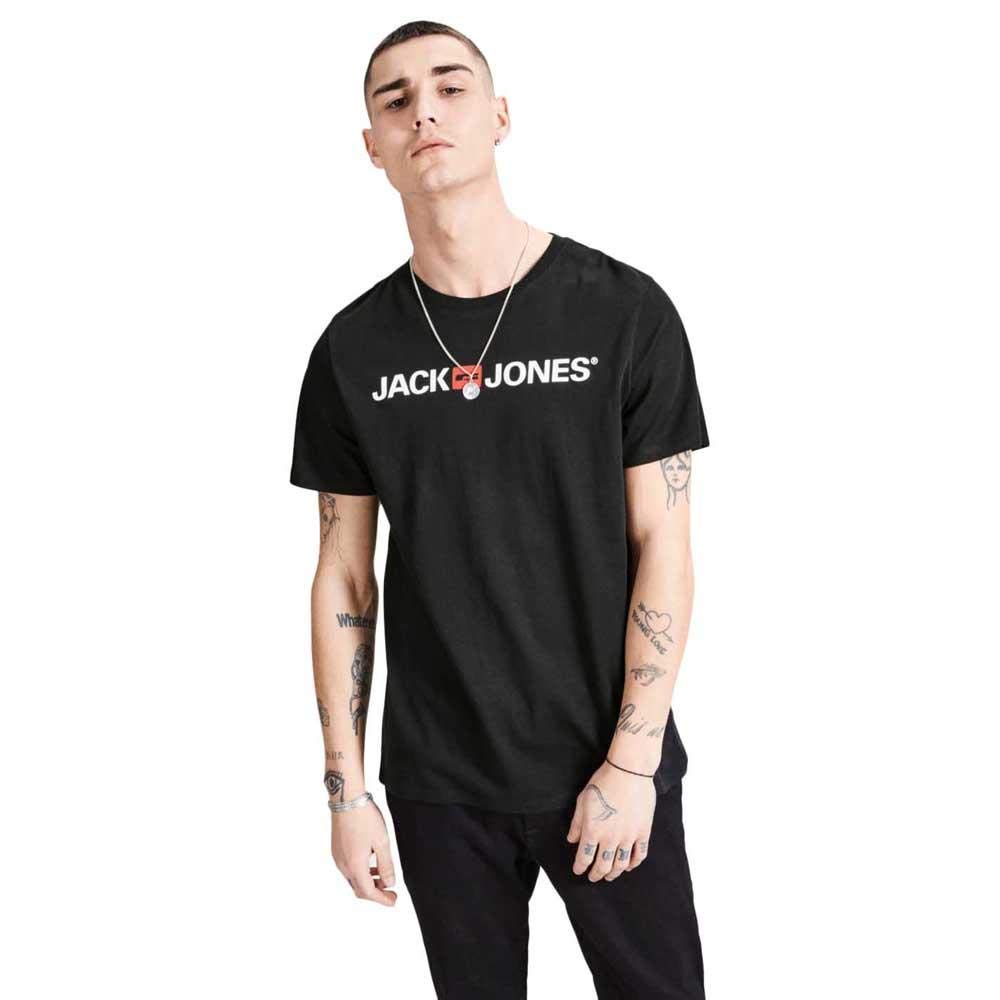 Jack & Jones Men's Black Corp Logo Crew Neck T-Shirt - X Large