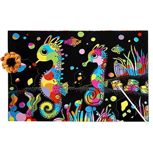 Image of Vibgyor Vibes Do it Yourself (DIY) Rainbow Art Scratch Paper Sheets with Stylus, 10 Pages