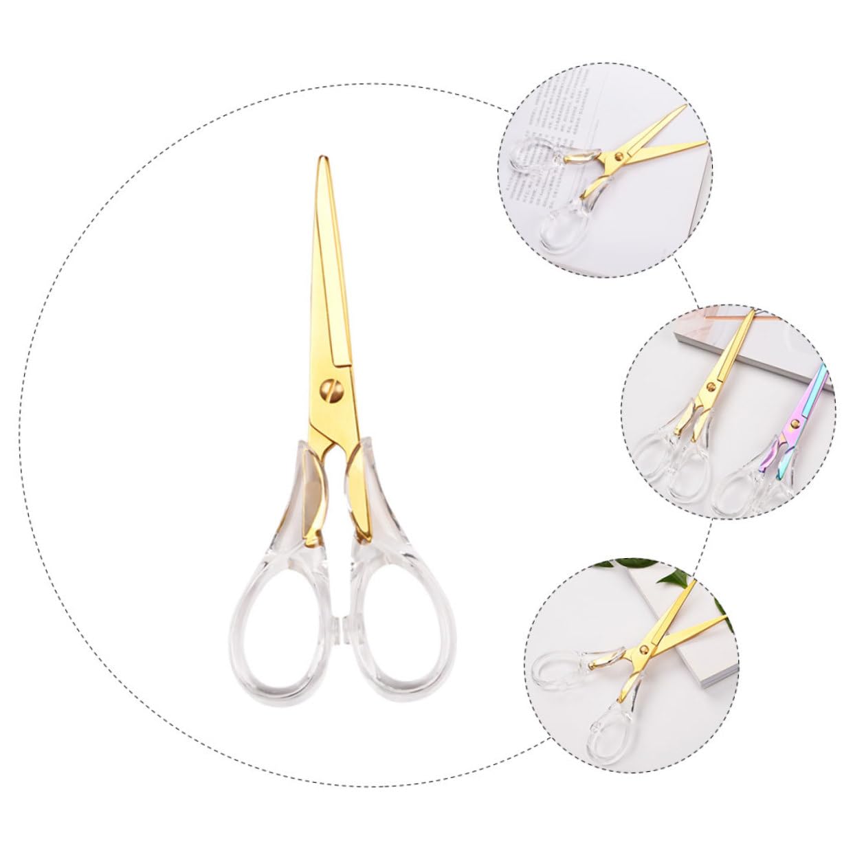 SHINEOFI 2pezzi Forbici Da Cucito Multifunzione Inossidabile Con Manico Trasparente Per Ufficio e Hobby Creativi Per Tessuti e Filo Colore Casual Variabile
