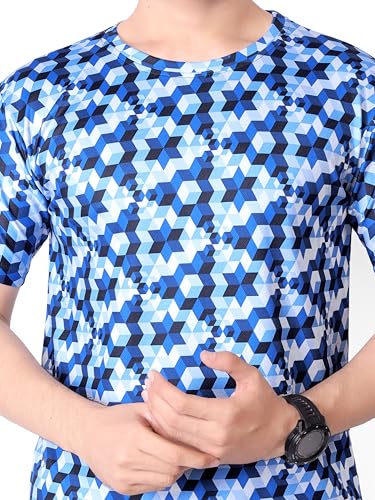Image of Round Collar Cotton Poly Striped Printed T Shirt for Men Half Sleeve T-Shirt