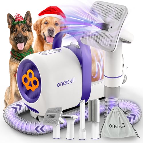 oneisall Dog Hair Vacuum & Dog Grooming Kit/Low Noise Dog Grooming Vacuum12kpa,Dog Vacuum for Shedding Grooming for Pet Hair&Home Cleaning
