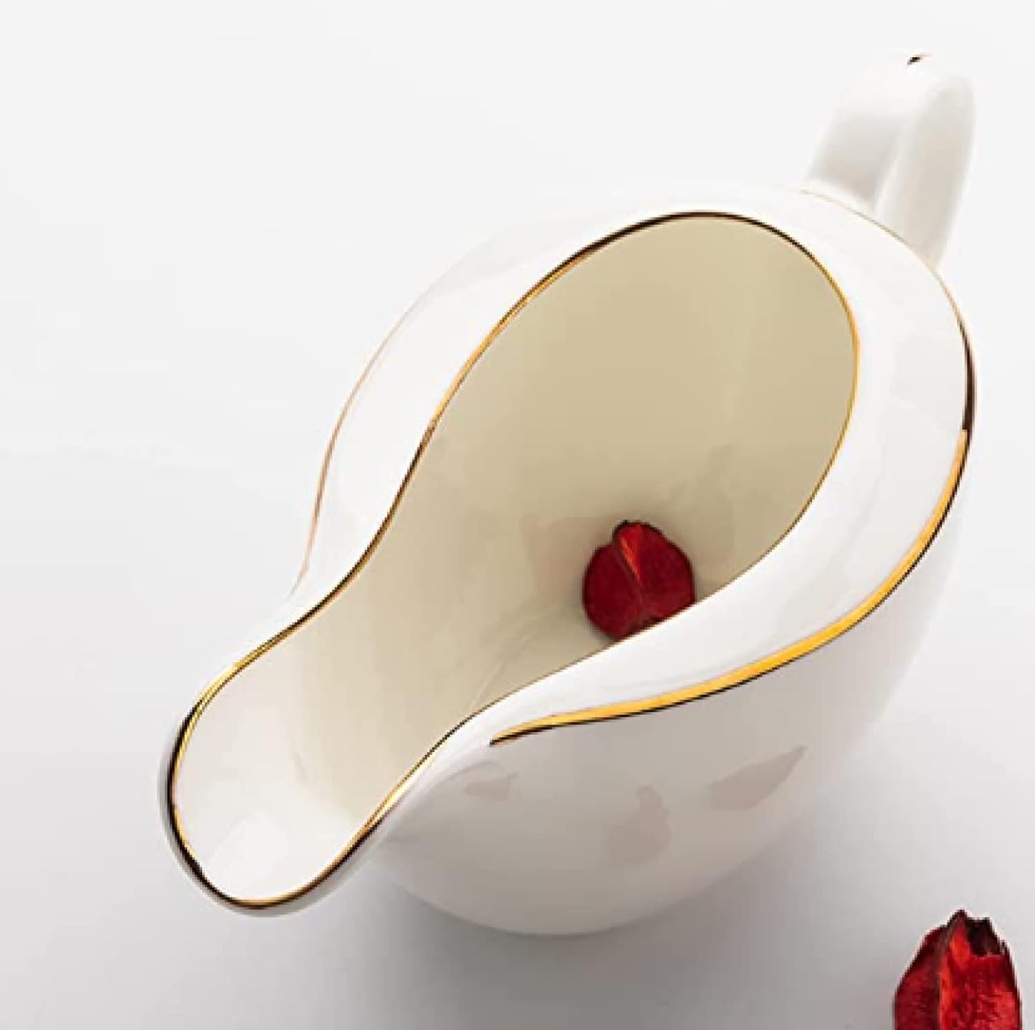 Sauce Jug Ceramic Gravy Boat, Retro Ceramic Gravy Boat Jug Ceramic Gravy Boat Ceramic Creamer Ketchup Black Pepper Sauce Seasoning Rack White Sauce Jug,150ml