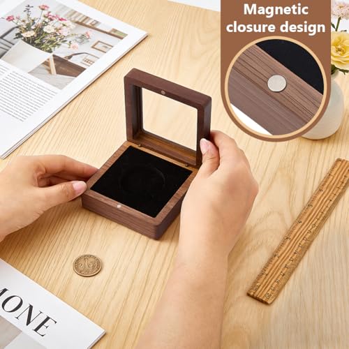 Caja de exhibición de monedas de madera con inserto negro miniatura 3