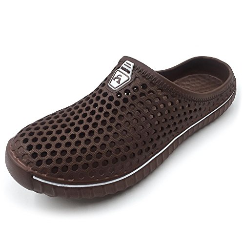 Amoji Unisex Garden Clogs Shoes Slippers Sandals AM1702 6 Women/4 Men Black