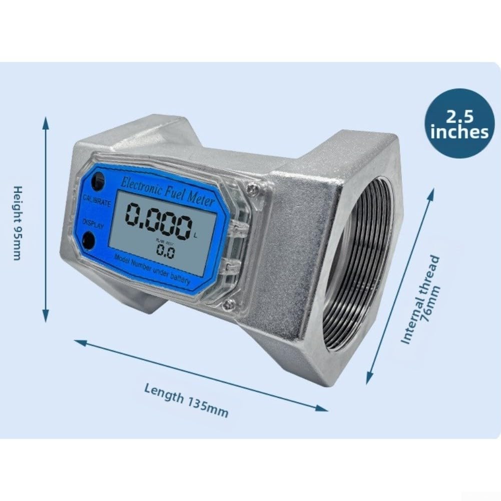 Medidor de turbina de 2,5 pulgadas para diésel, queroseno y agua, caudalímetro con pantalla digital, precisión ±1%, rango de medición 80-1000 l/min, aleación de aluminio, para uso industrial y