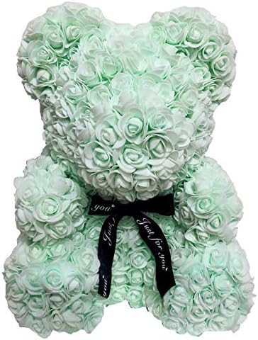 Artificial and Dried Flower 23Cm Foam Bear of Roses Bear Rose Flower Artificial Year Gifts for Women ValentinesHome Wedding Festival DIYbox - ( Color: White )