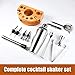Esmula Bartender Kit with Stylish Bamboo Stand, 12 Piece 25oz Cocktail Shaker Set for Mixed Drink, Professional Stainless Steel Bar Tool Set, Gift for Man Dad- Cocktail Recipes Booklet (Silver)