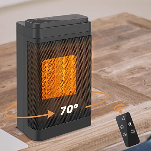 Mursche Heizlüfter energiesparend Heizung elektrisch - 1500W Elektroheizung Keramik leise 3 Modi Thermostat 70° Oszillation Bad Heizgerät LED-Display mit Fernbedienung 12-Std. Timer Cover