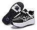 FZ FUTURE Kinder Schuhe mit Rollen, Skateboardschuhe mit Rollen, Drucktaste Einstellbare Skateboardschuhe für Kinder Mädchen Junge Erwachsene,Black,40