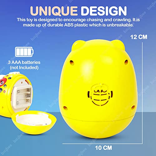Image of Baybee Musical Toy Roly Poly for Babies 6+ Months with Blinking Eyes, Bell Sound & Glowing Light | Push & Shake Wobbling Tumbler Doll | Sensory Balancing Toy for Baby Boys & Girls (Yellow)