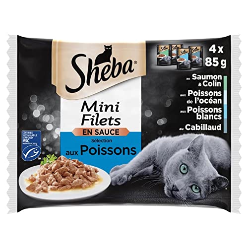 Animalerie - Sachets Fraîcheur pour Chat Mini Filets en Sauce Saveurs Océanes 340G - Lot De 4 - Livraison Gratuite