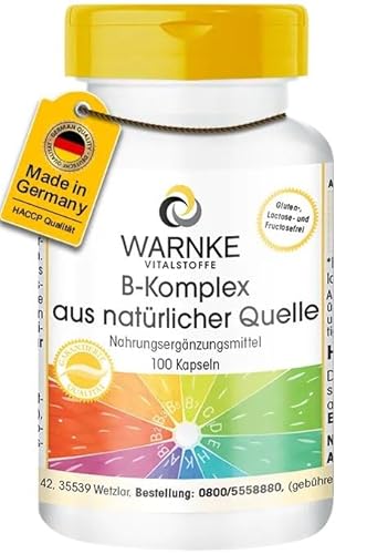 Vitamin B-Komplex aus natürlicher Quelle - 100 Kapseln B-Vitamine mit Cholin und Inositol, Vegan | Warnke Vitalstoffe - Deutsche Apothekenqualität Vitamin B-Komplex aus natürlicher Quelle - 100 Kapseln B-Vitamine mit Cholin und Inositol, Vegan | Warnke Vitalstoffe - Deutsche Apothekenqualität