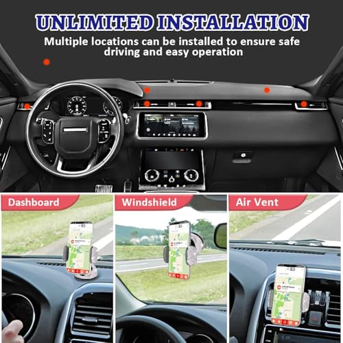 Dashboard Phone Holder Bling Phone Mount for Car,Car phone holder Mount with One More Air Vent Base,Phone Holder Car Accessories,Universal Car Phone Holder Mount for Windshield and Air Vent,Silver - image 5