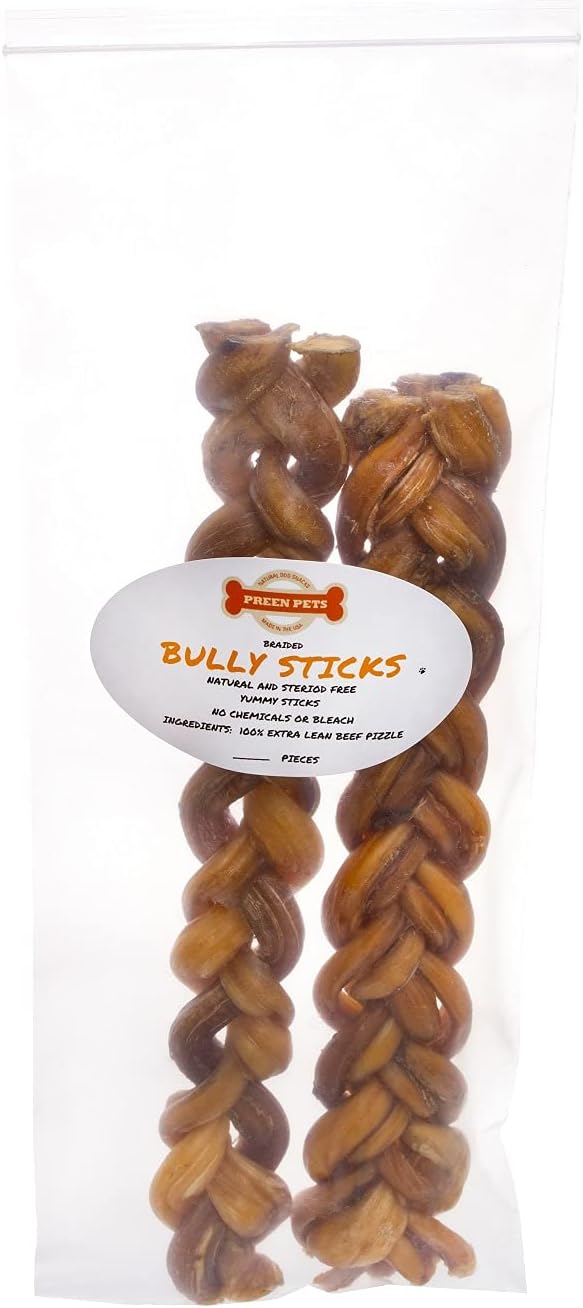 Preen Pets 12" Braided Bully Sticks (15 ct)